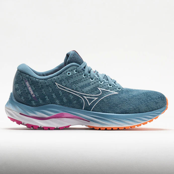 Mizuno Women's Wave Inspire 19 Running Shoe, Provincial Blue/White - AtlanticCoastSports