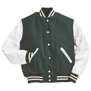Varsity Jacket (White Sleeves, Embroidered or patched) - AtlanticCoastSports