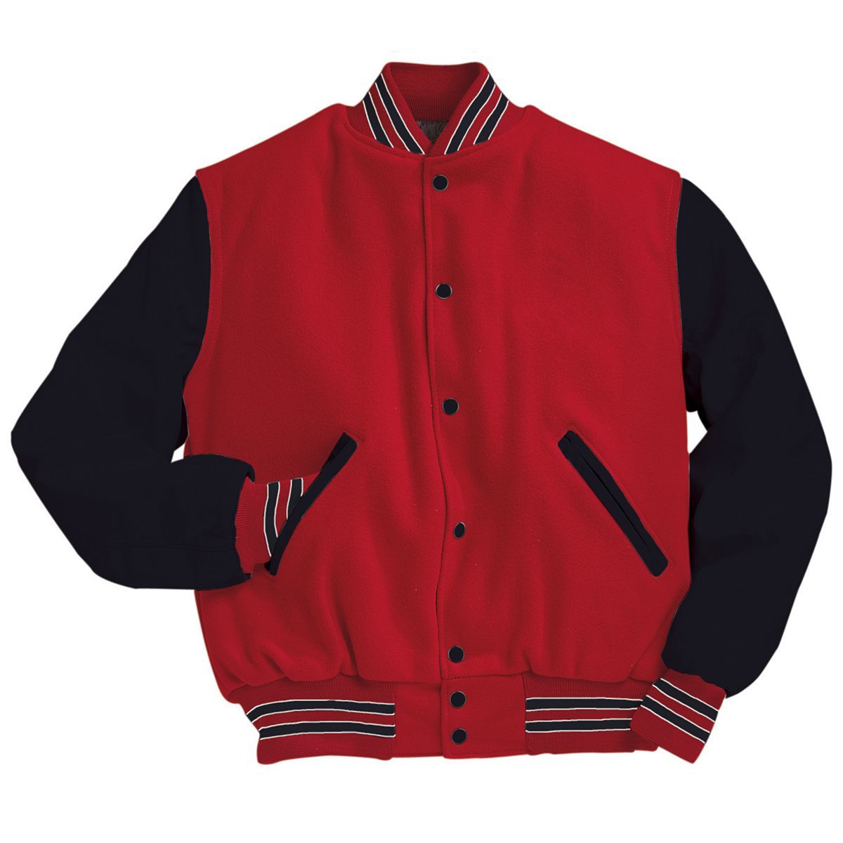 Varsity Jacket (Black Sleeves, Embroidered or direct print with your logo)