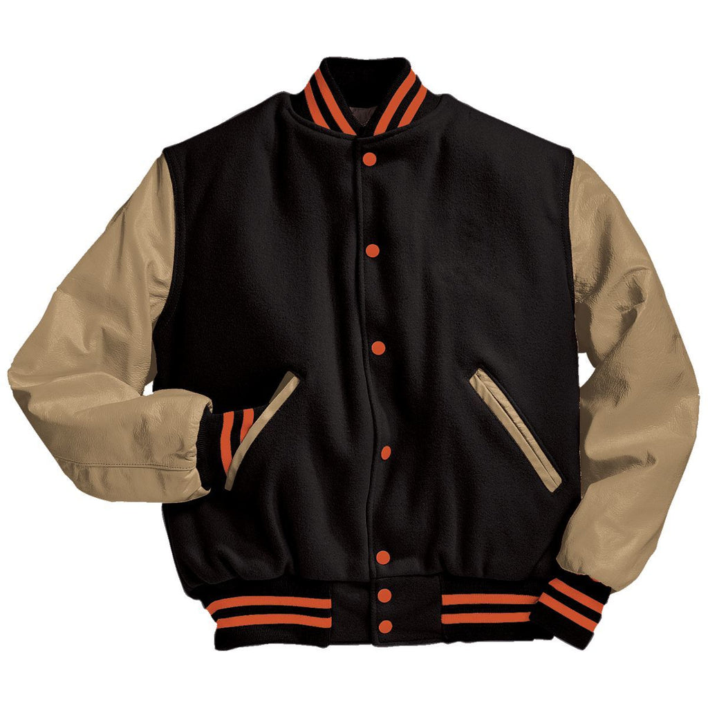 Varsity Jacket (Beige Sleeves, Embroidered or patched) - AtlanticCoastSports
