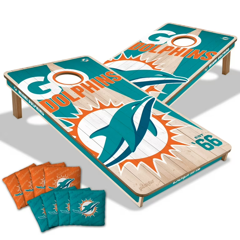 Miami Dolphins All Wood Cornhole 2x4 by youthefan - AtlanticCoastSports