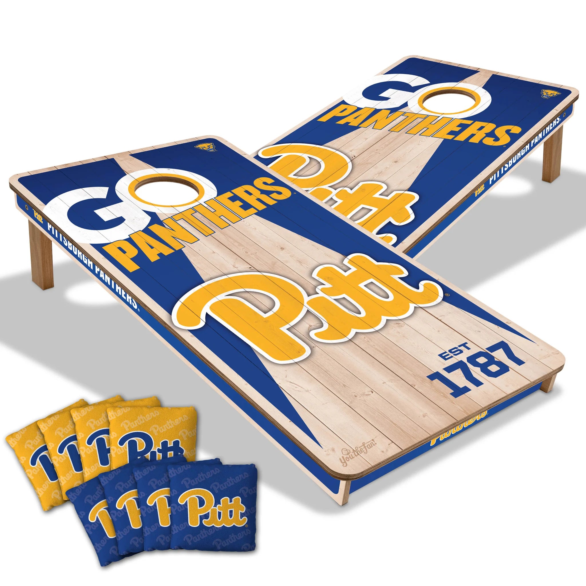 Pittsburgh Panthers All Wood Cornhole 2x4 by youthefan - AtlanticCoastSports
