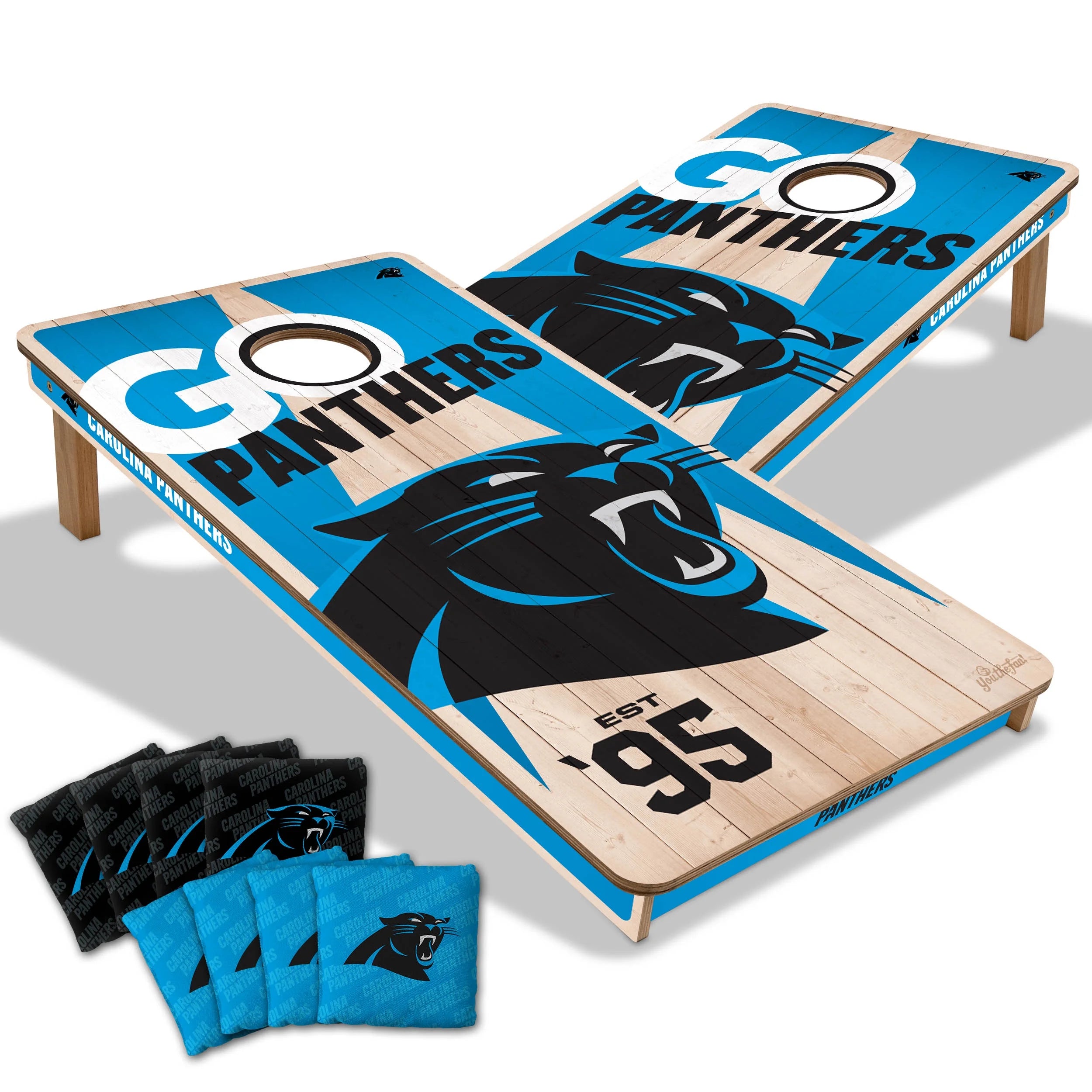 Carolina Panthers All Wood Cornhole 2x4 by youthefan