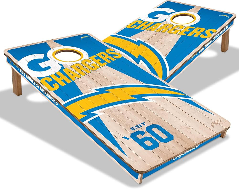 Los Angeles Chargers All Wood Cornhole 2x4 by youthefan
