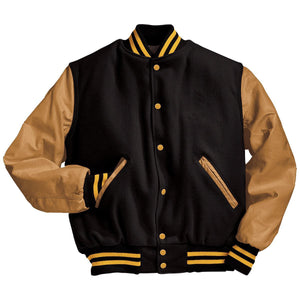 Varsity Jacket (Beige Sleeves, Embroidered or patched) - AtlanticCoastSports