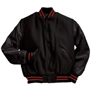 Varsity Jacket (Black Sleeves, Embroidered or direct print with your logo)