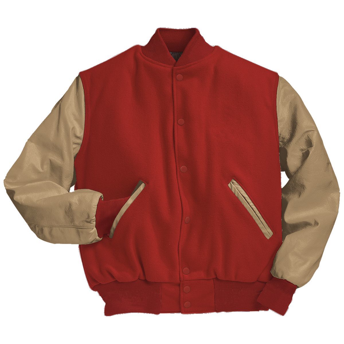 Varsity Jacket (Beige Sleeves, Embroidered or patched) - AtlanticCoastSports