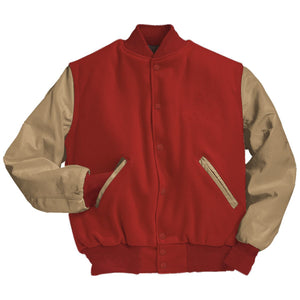 Varsity Jacket (Beige Sleeves, Embroidered or patched) - AtlanticCoastSports