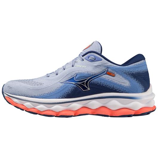 Mizuno Women's Wave Sky 7 Running Shoe, Blue Heron-Silver - AtlanticCoastSports