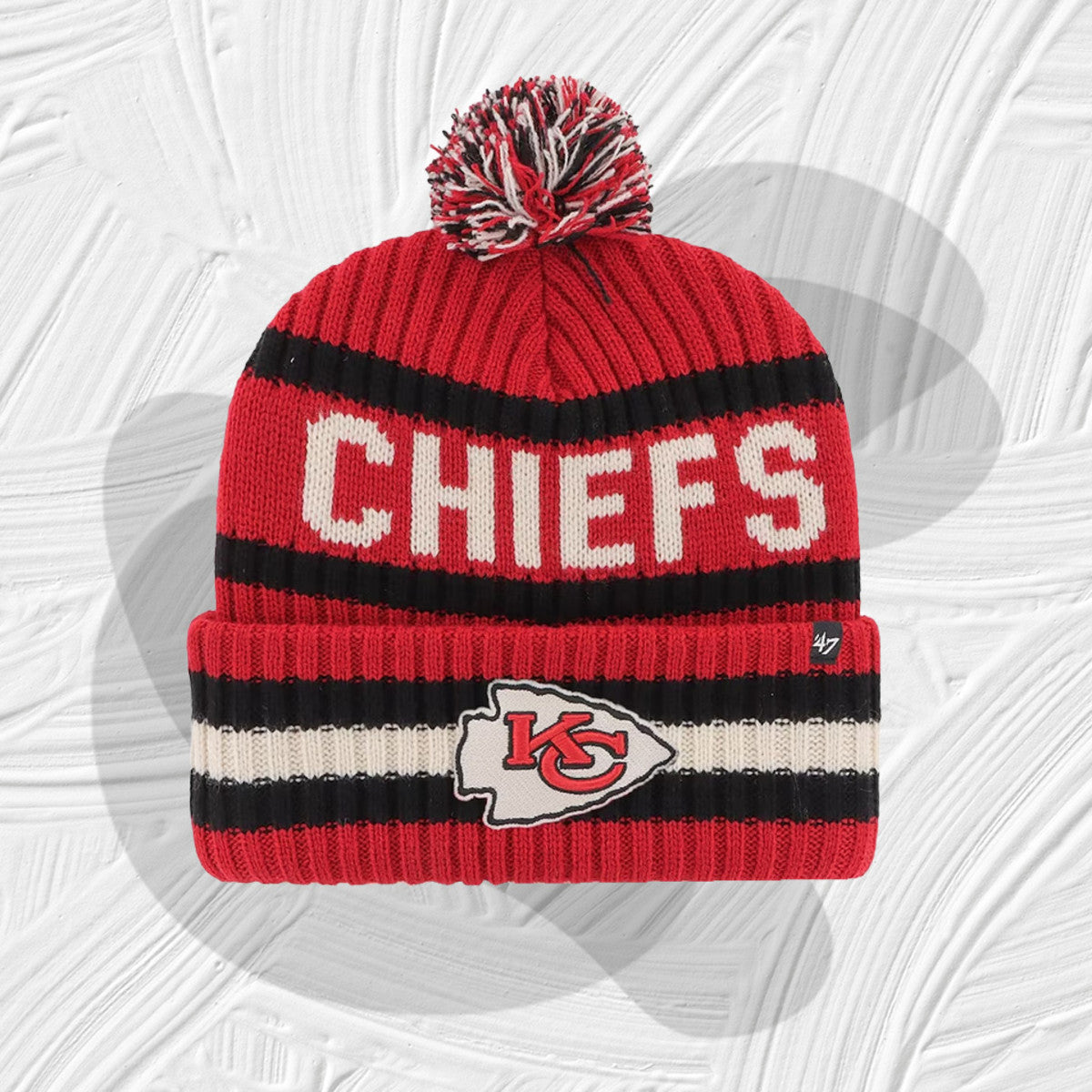 Kansas City Chiefs '47 Bering Cuffed Knit Hat with Pom - Red - AtlanticCoastSports