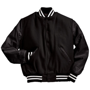 Varsity Jacket (Black Sleeves, Embroidered or direct print with your logo)