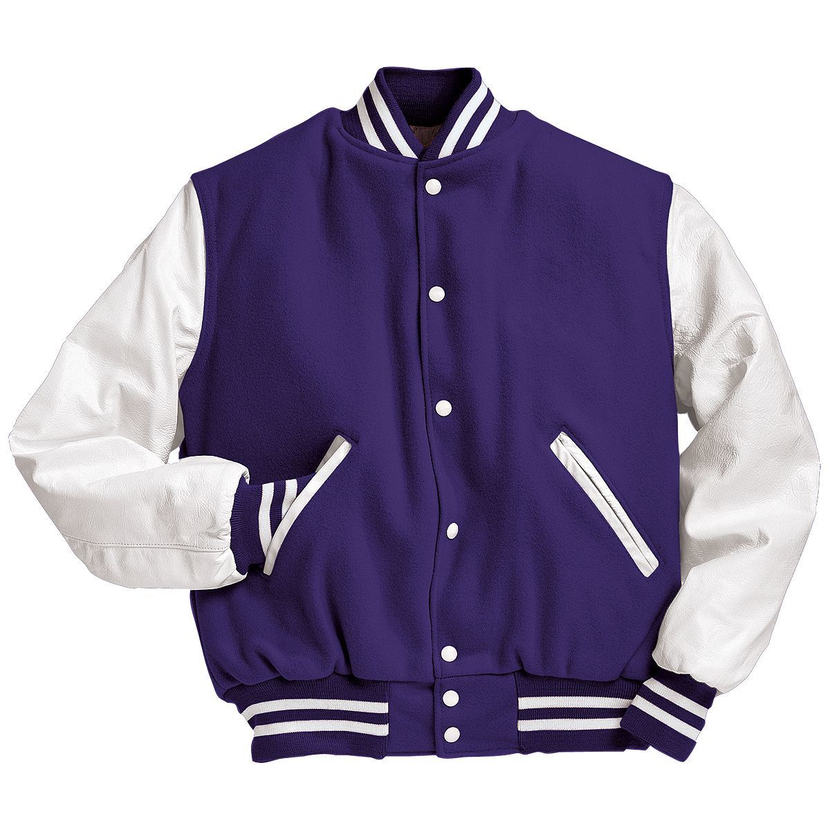 Varsity Jacket (White Sleeves, Embroidered or patched) - AtlanticCoastSports