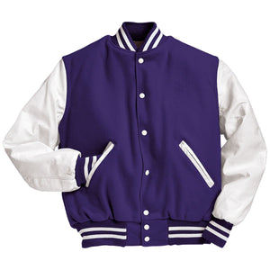 Varsity Jacket (White Sleeves, Embroidered or patched) - AtlanticCoastSports