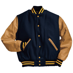 Varsity Jacket (Beige Sleeves, Embroidered or patched) - AtlanticCoastSports