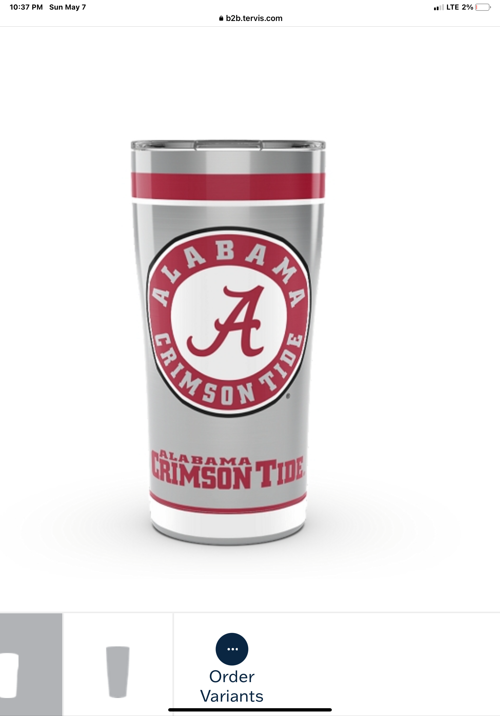 Alabama Roll Tide TervisStainless Steel With Hammer Lid - AtlanticCoastSports