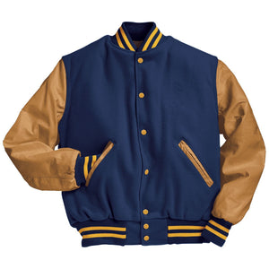 Varsity Jacket (Beige Sleeves, Embroidered or patched) - AtlanticCoastSports