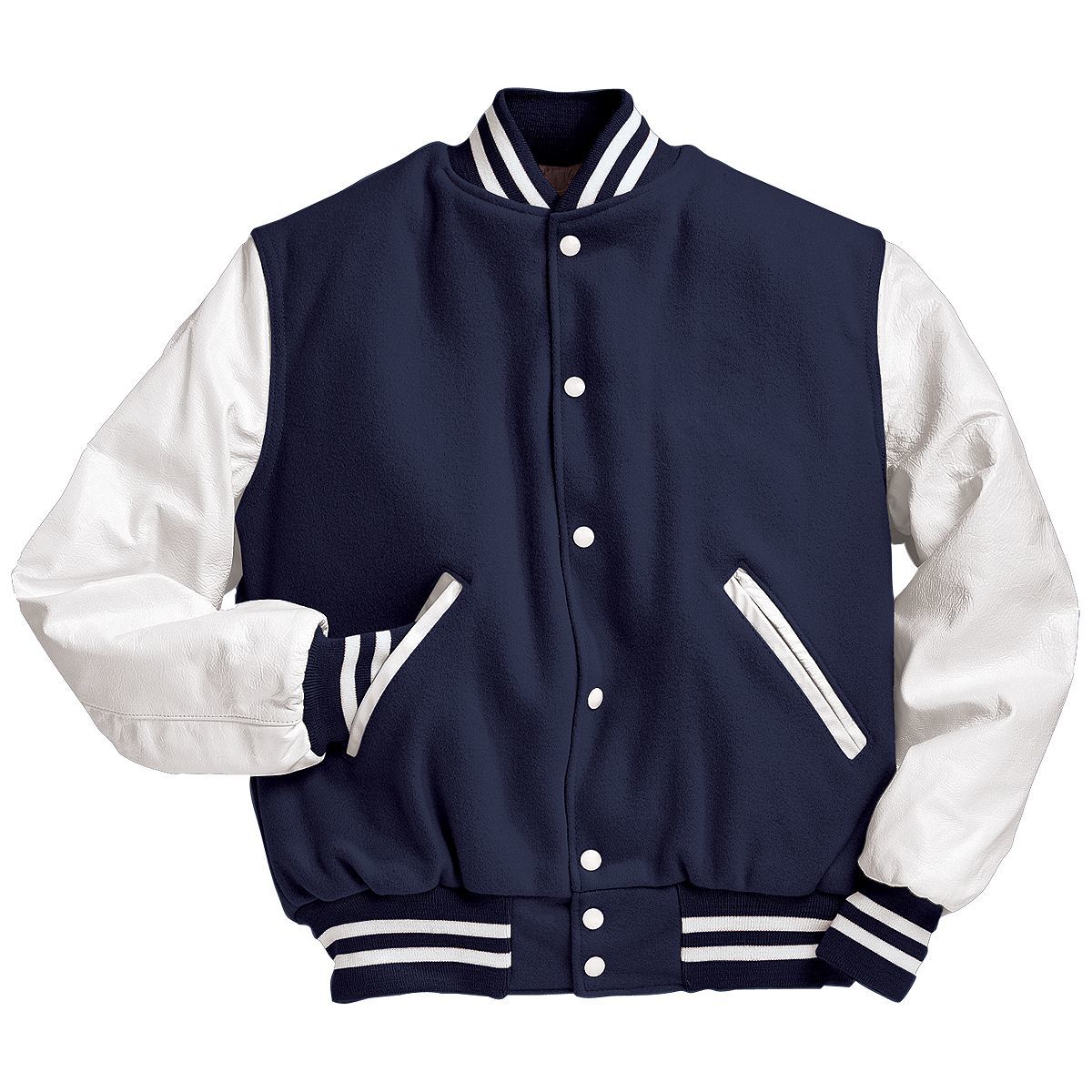 Varsity Jacket (White Sleeves, Embroidered or patched) - AtlanticCoastSports
