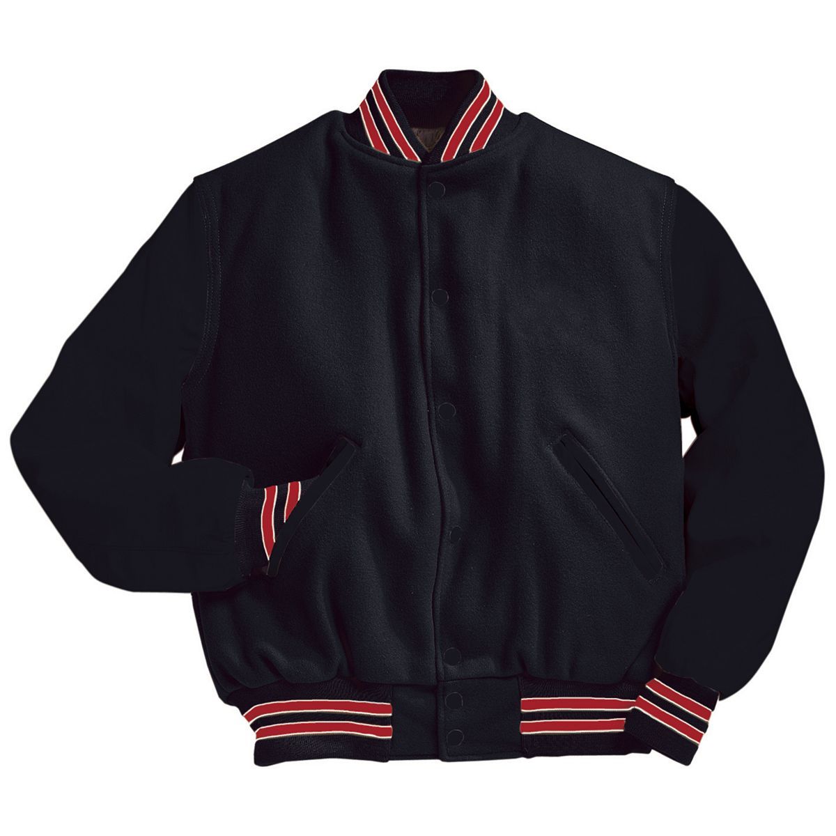 Varsity Jacket (Black Sleeves, Embroidered or direct print with your logo)