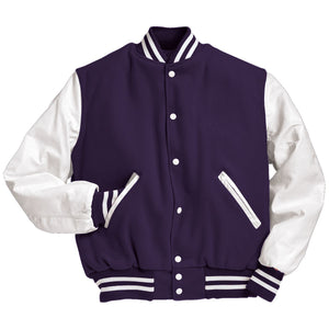 Varsity Jacket (White Sleeves, Embroidered or patched) - AtlanticCoastSports