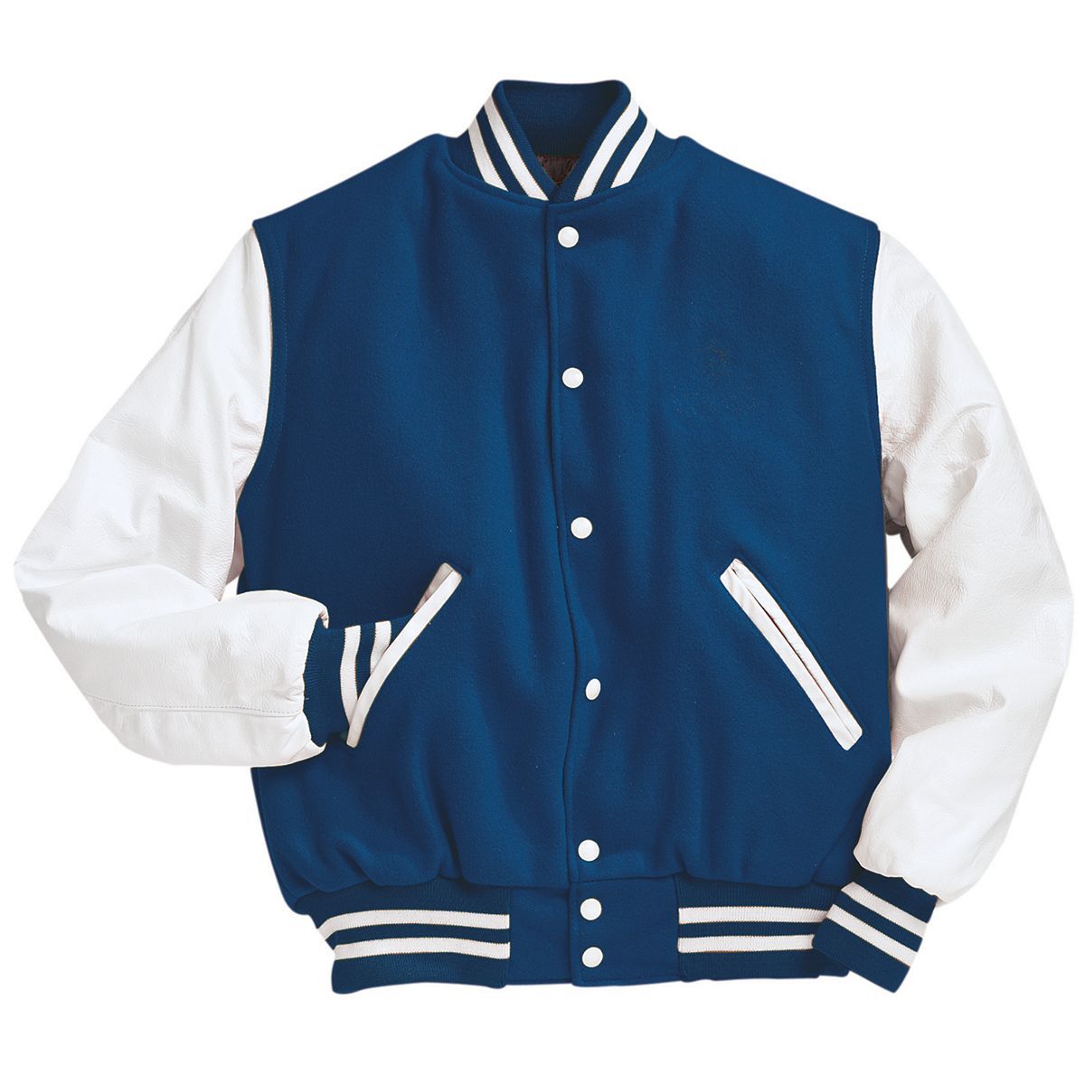 Varsity Jacket (White Sleeves, Embroidered or patched) - AtlanticCoastSports