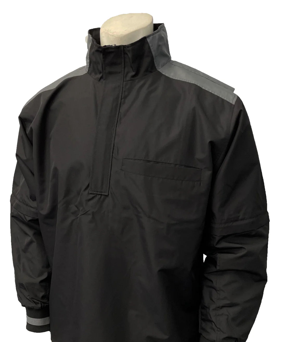Smitty MLB Style Convertible Jacket - Black with Charcoal Grey Collar