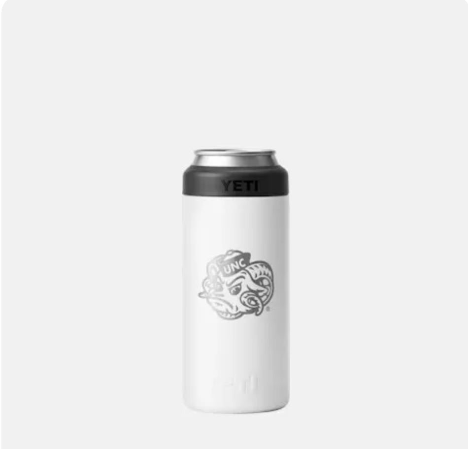 YETI RAM UNC Tar Heels RAMBLER® 12oz COLSTER® Slim Can Cooler