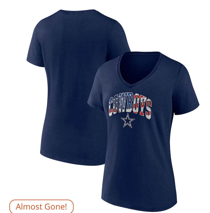 Dallas Cowboys Fanatics Branded Women's  Banner Wave Iconic V-Neck T-Shirt - AtlanticCoastSports