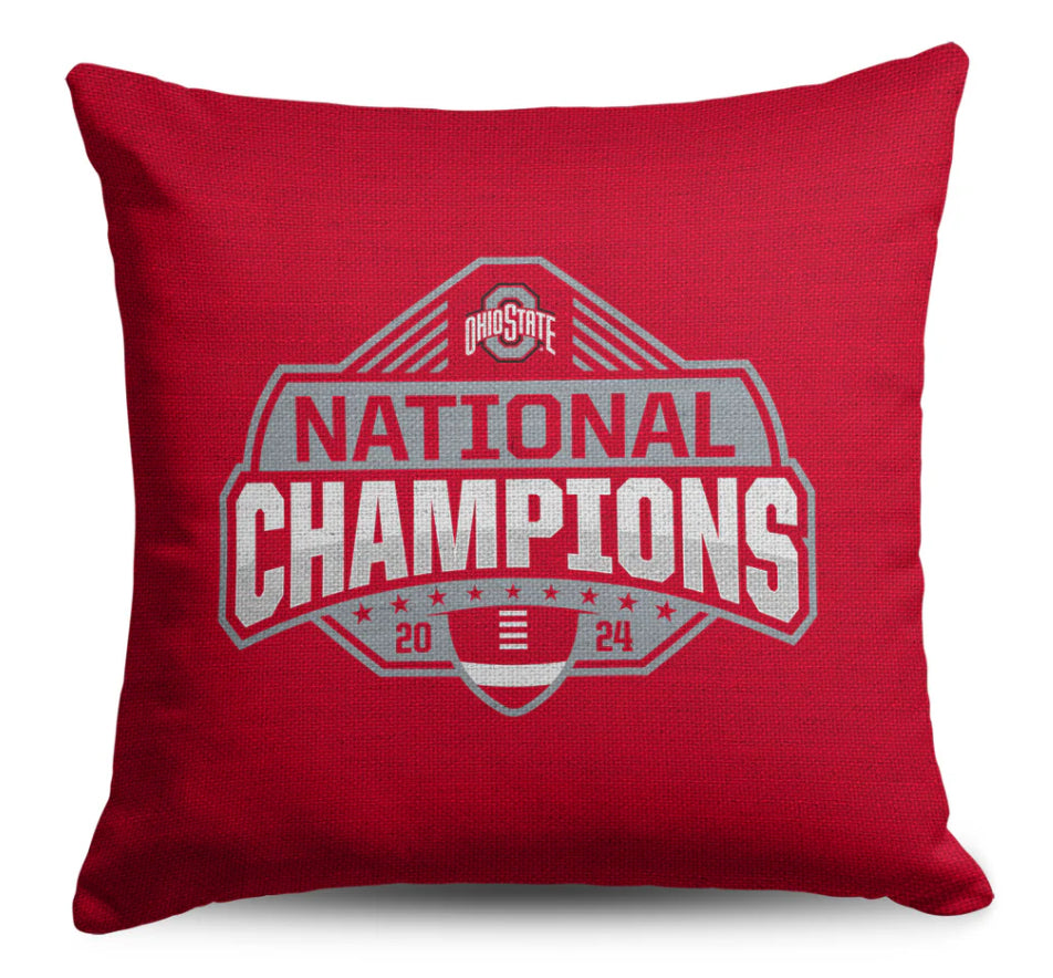 Ohio State Buckeyes NCAA 2024 FBC Champs Tapestry Throw Pillow