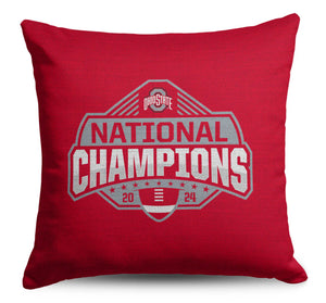Ohio State Buckeyes NCAA 2024 FBC Champs Tapestry Throw Pillow