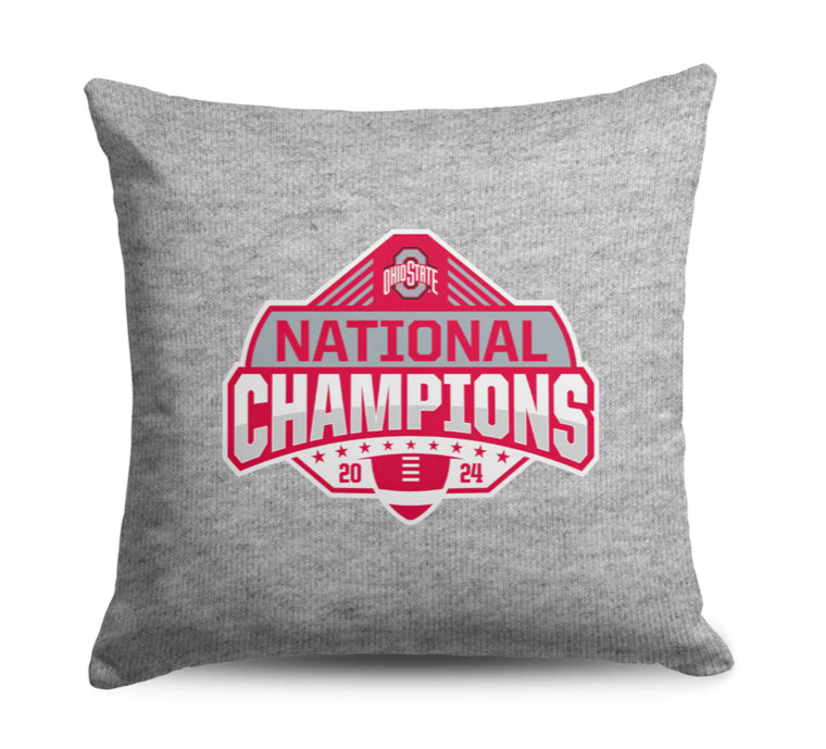 Ohio State Buckeyes NCAA 2024 FBC Champs Tapestry Throw Pillow
