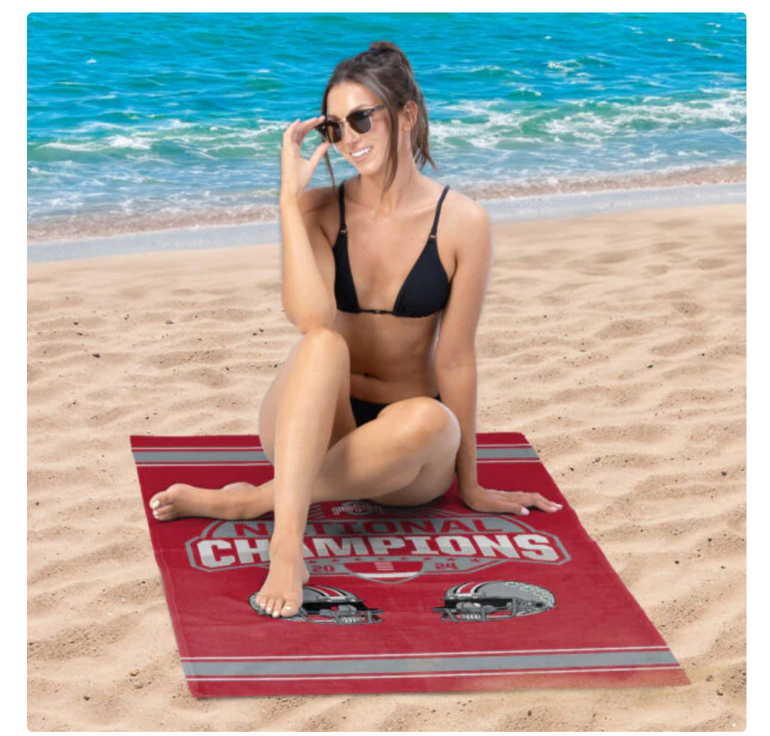 Ohio State Buckeyes NCAA 2024 FBC Parallel Beach Towel 30X60 Inches - AtlanticCoastSports
