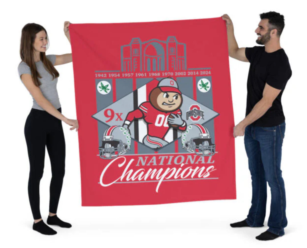 Ohio State Buckeyes NCAA 2024 FBC 9X Champs Wall Hanging