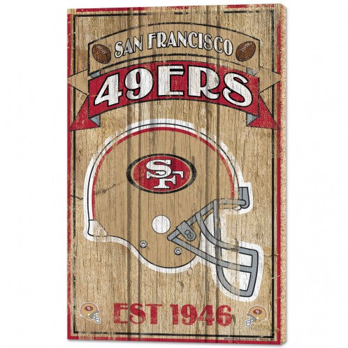SAN FRANCISCO 49ERS WOOD SIGNS - 1/2" THICK 15" X 24" - AtlanticCoastSports