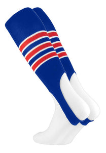 Baseball Stirrups by Pattern D 3 Stripe with Featheredge Royal Scarlet White Large 14+ yrs old - AtlanticCoastSports