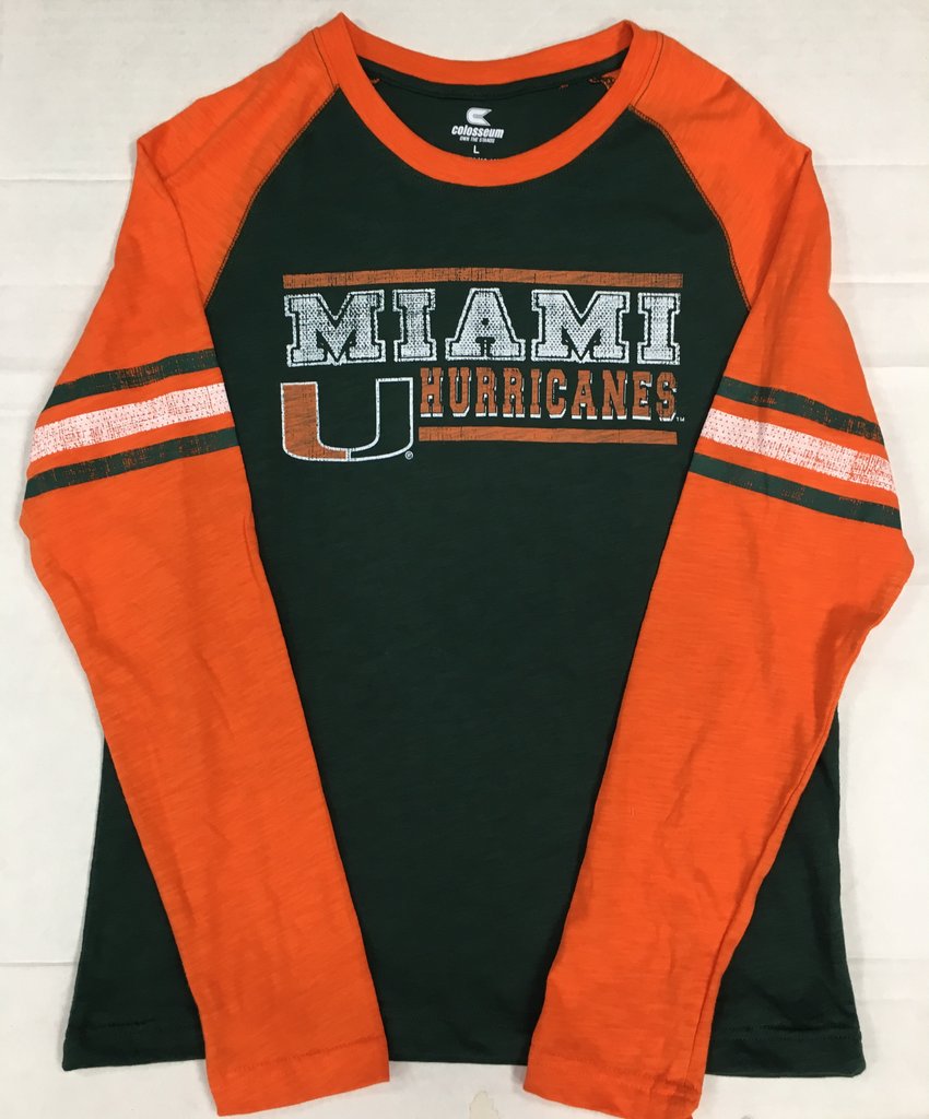 Miami Hurricanes Colosseum Youth Marble Bag Raglan L/S T-Shirt - AtlanticCoastSports