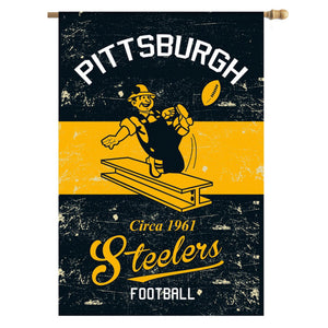 Pittsburgh Steelers Vintage Linen House Flag - AtlanticCoastSports