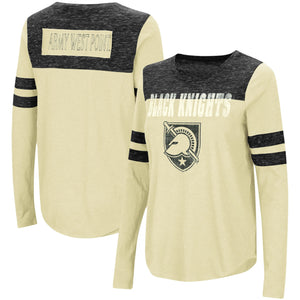 Army Black Knights Colosseum Women's My Way Striped Long Sleeve T-Shirt - Gold/Black - AtlanticCoastSports