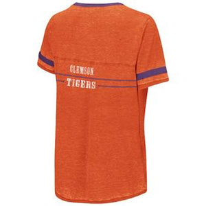 Colosseum Clemson Tigers Women's NCAA "Gunther" Dual Blend Burn Out T-Shirt - AtlanticCoastSports