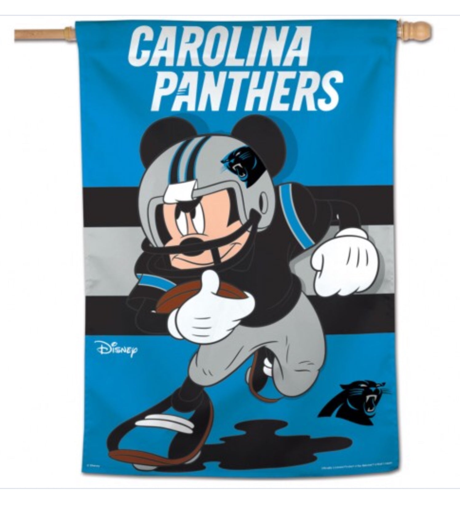 CAROLINA PANTHERS / DISNEY MICKEY MOUSE VERTICAL FLAG 28" X 40" - AtlanticCoastSports