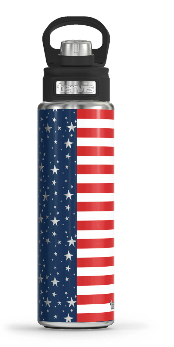 Americana Stars Stripes Stainless Steel Wide Mouth Bottle with Deluxe Spout Lid - AtlanticCoastSports