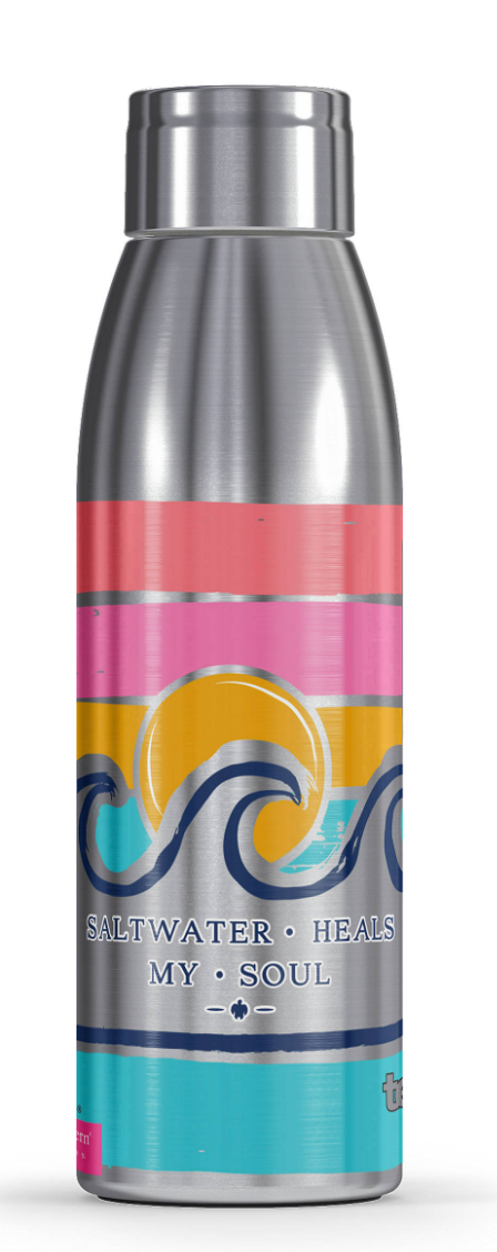 Simply Southern® - 17 oz Salt Water Heals Simply Southern Stainless Steel Slim Bottle With Lid - AtlanticCoastSports