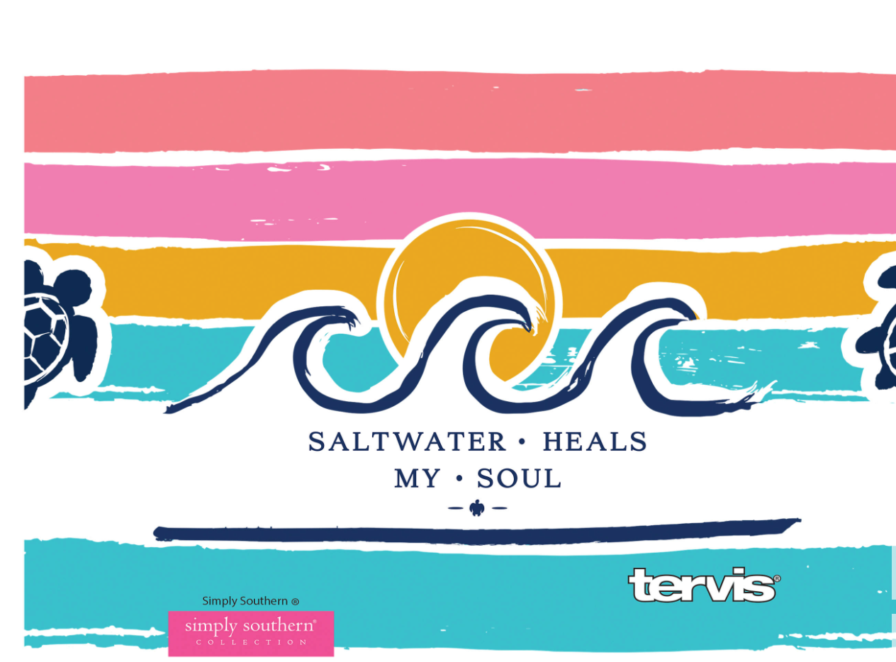 Simply Southern® - 17 oz Salt Water Heals Simply Southern Stainless Steel Slim Bottle With Lid - AtlanticCoastSports