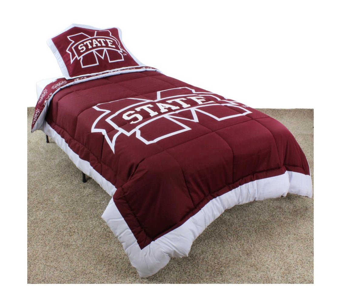 Mississippi State Bulldogs Reversible Cotton King Size Comforter Set Free Shipping - AtlanticCoastSports