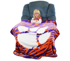 NCAA Clemson Tigers Soft Raschel Throw Blanket - AtlanticCoastSports