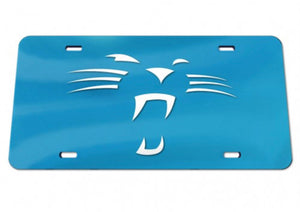 CAROLINA PANTHERS WHISKERS BLUE BACKGROUND ACRYLIC CLASSIC LICENSE PLATES - AtlanticCoastSports