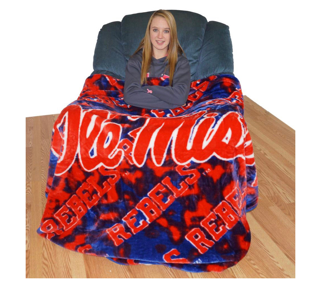 NCAA Ole Miss Rebels Huge Raschel Throw Blanket - AtlanticCoastSports