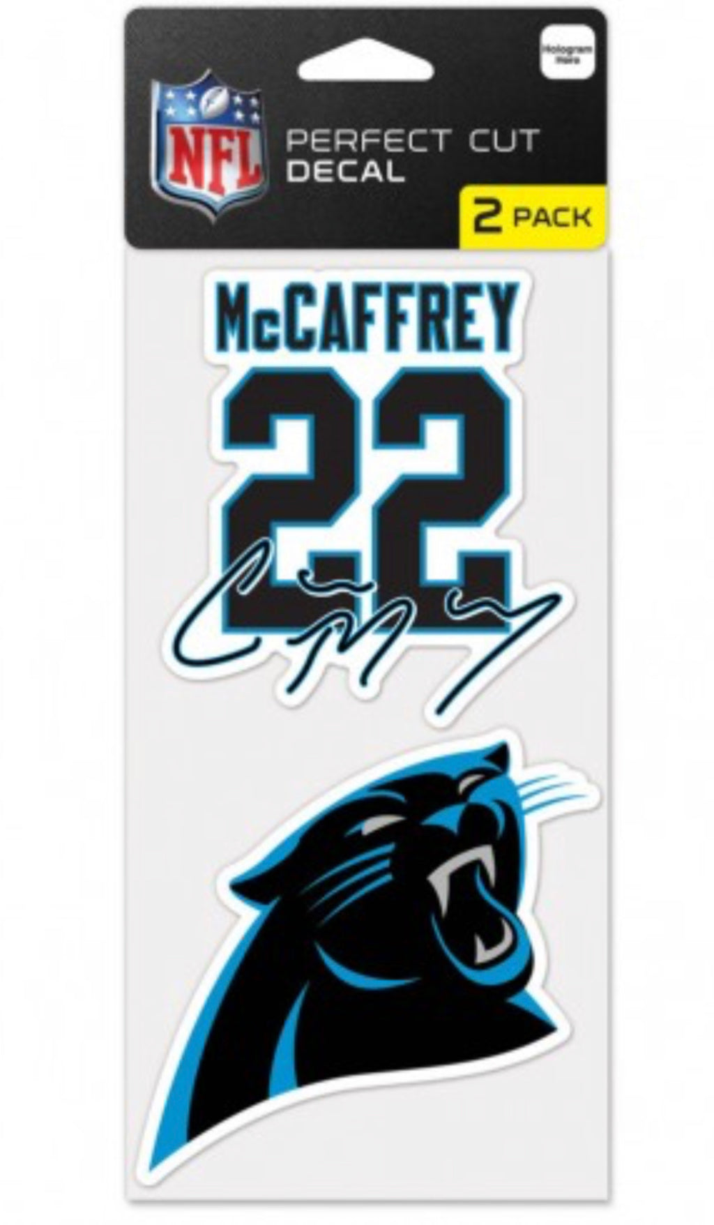 Carolina Panthers Perfect Cut Decal Set of Two 4"X 4" Christian McCaffrey - AtlanticCoastSports