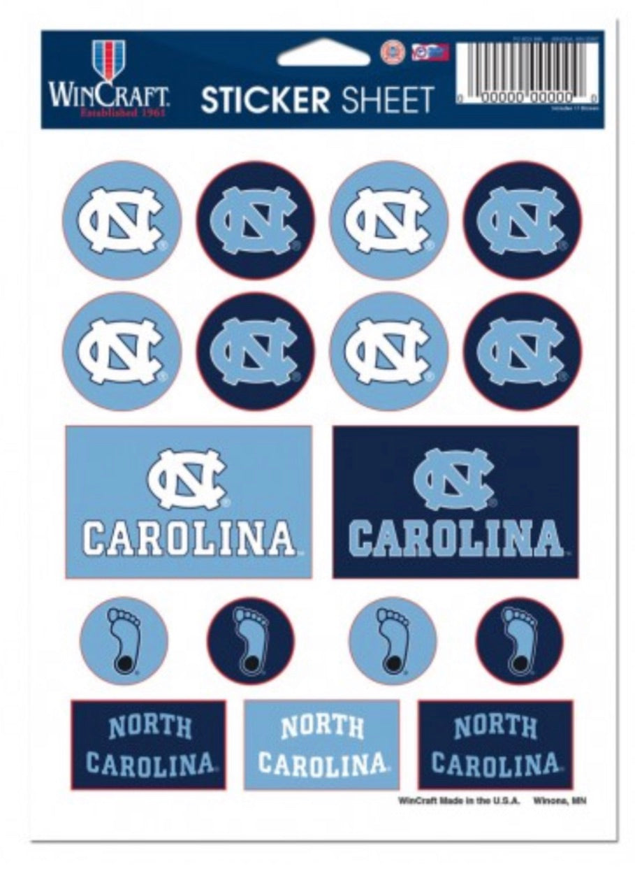 NORTH CAROLINA, UNIVERSITY OF VINYL STICKER SHEET 5" X 7" - AtlanticCoastSports