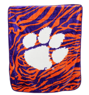 NCAA Clemson Tigers Soft Raschel Throw Blanket - AtlanticCoastSports