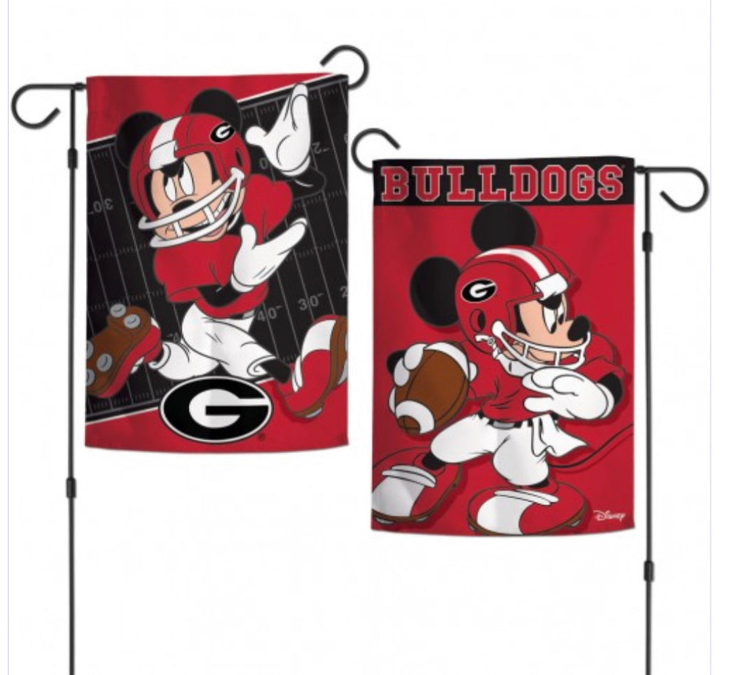 Georgia Bulldogs Mickey Mouse 2 Sided Garden Flag 12.5" X 18" - AtlanticCoastSports